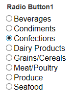 A list displayed as radio button options